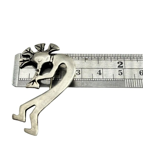 Vintage Sterling Silver Kokopelli Brooch Signed Ethnic Southwestern - Picture 7 of 8